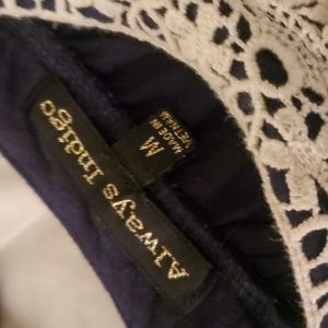 Navy blue peak a boo with lace blouse